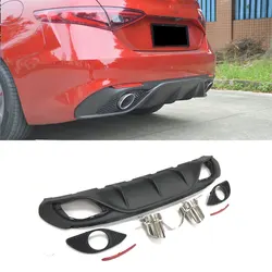 VACOMUL PP Matte Black Car Rear Lip Diffuser Spoiler Exhaust Tip for Alfa Romeo Giulia Standard 2016-2019 Upgrade Sport Bumper