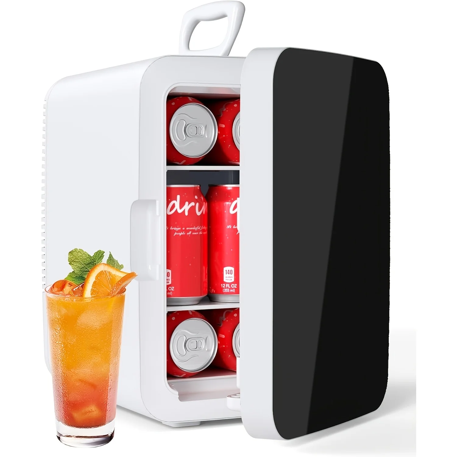 Mini Refrigerador Compacto – Enfriador Personal Portátil de 2.6 Gal y 1.06 Gal para Bebidas, Aperitivos, Productos para el Cuidado de la Piel y Más | Opciones de alimentación CA/CC | Estante Extraíble | Diseño que Ahorra Espacio para Escritorio, Dormitorio, Habitación o Oficina | Dos opciones de tamaño (10L / 4L)
