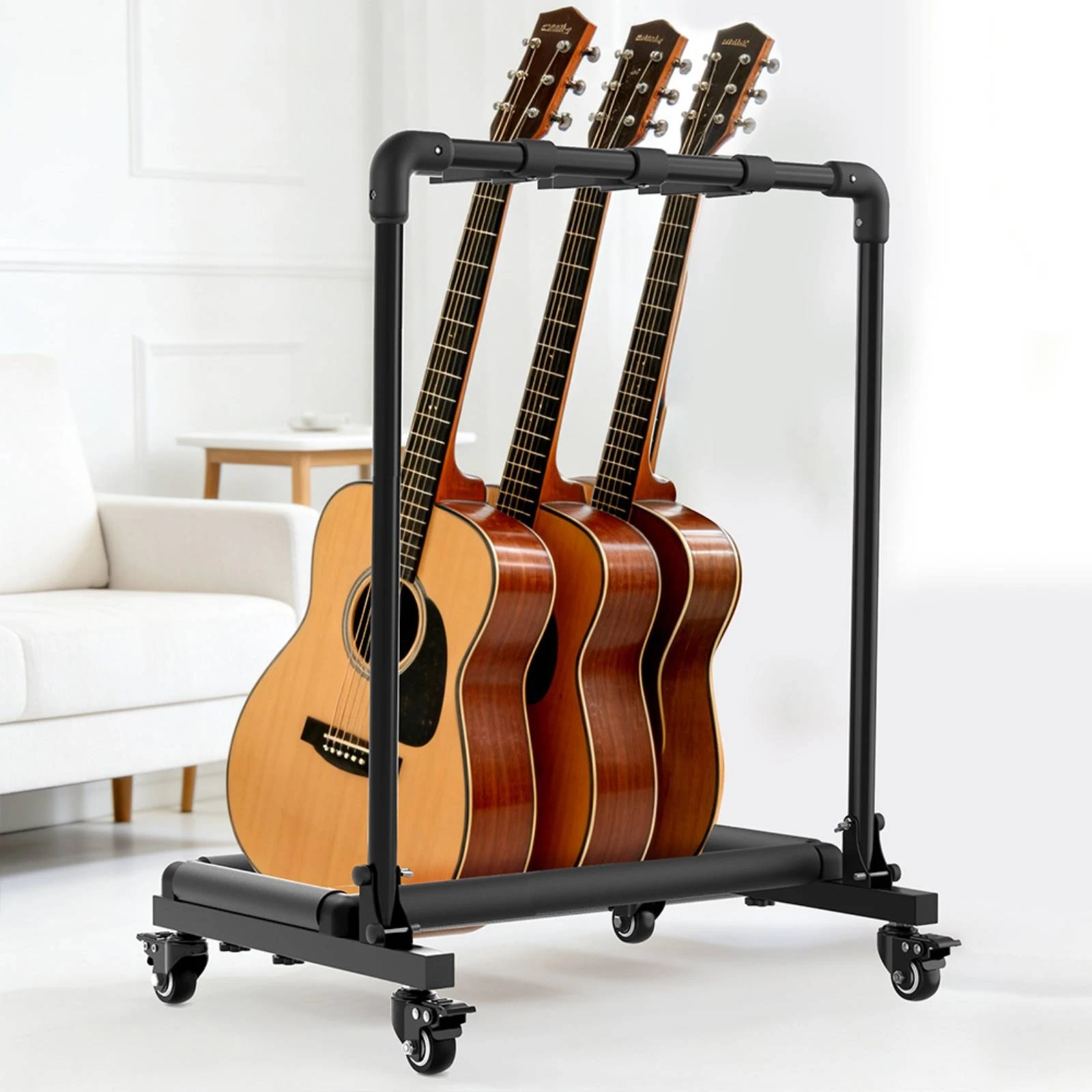 Rolling Guitar Stand Stable Guitar Stand with Casters Heavy-Duty Long-Lasting for Guitarists, Music Studio, Living Room