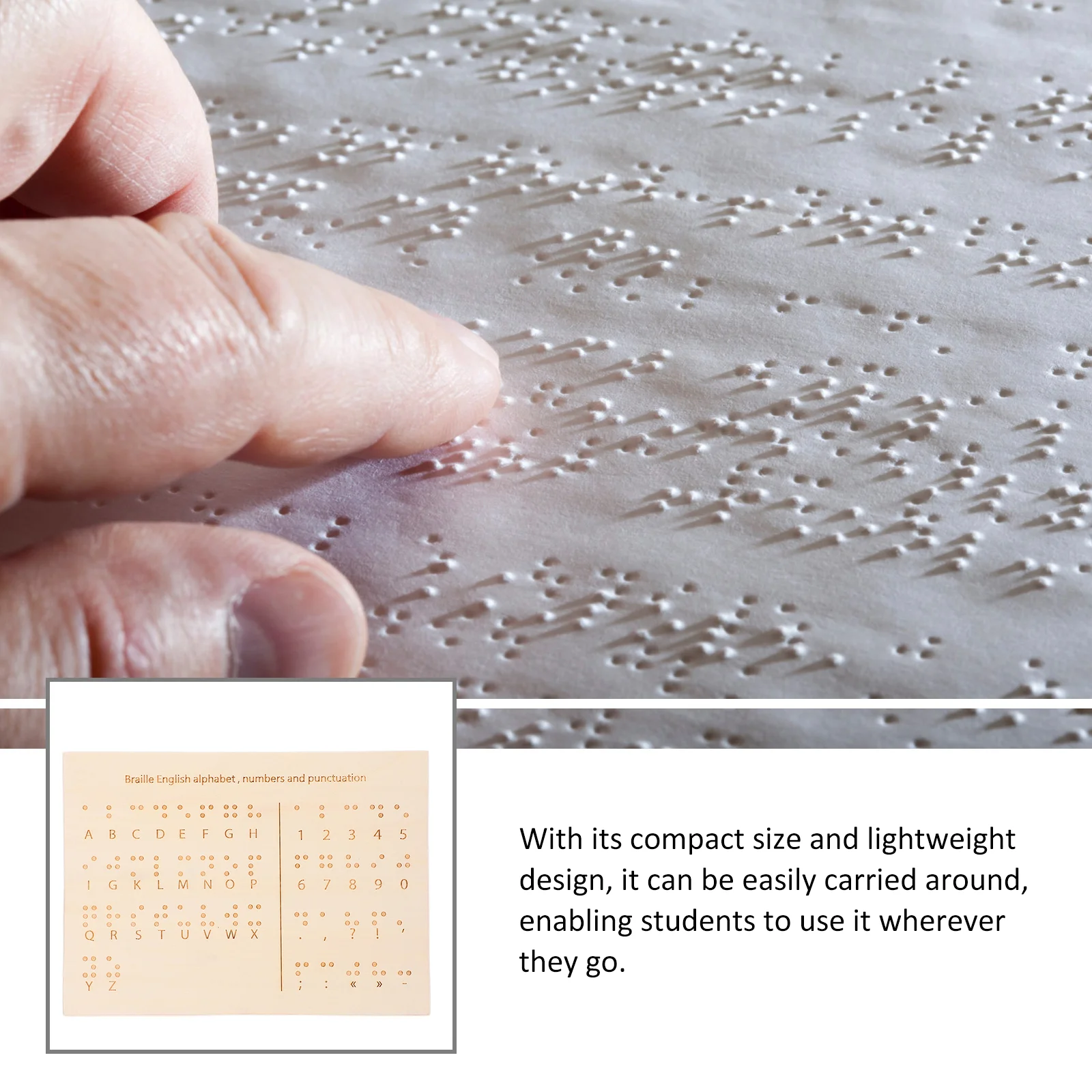 Braille Educational Equipment Wood Board Learning for Blind People Gadgets Plate Supply Supplies Letter Beige Essential Child