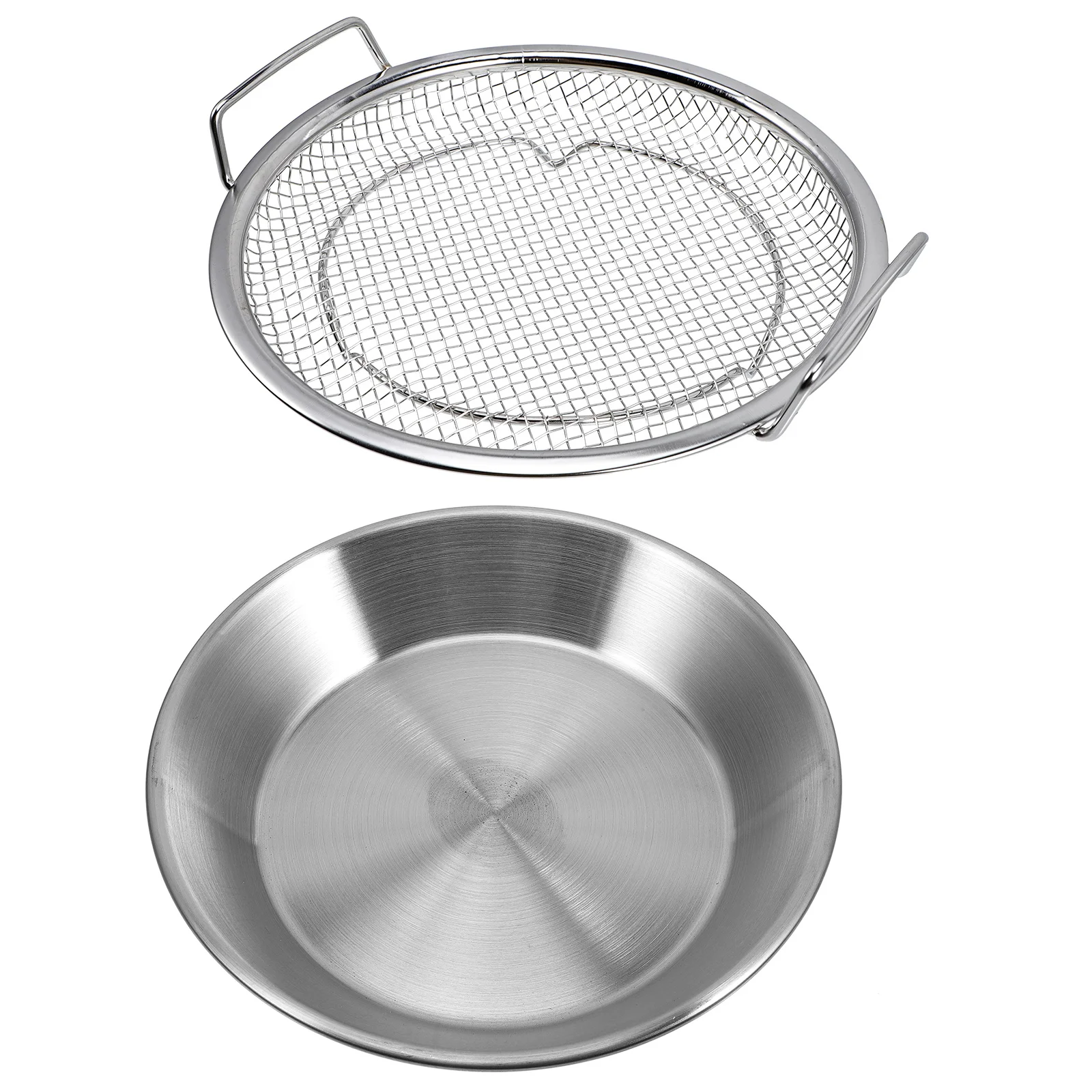 

1 set 1 Set Stainless Steel Oil Drain Plate For Fried Food Household Fruits Snack Storage Baking Air Fryer Oven Tray Metal Dish
