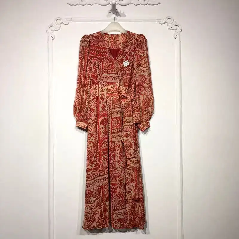 Ankle length dress French gentle romantic waist cover elegant coffee break dress  vacation ethnic style dress fairy