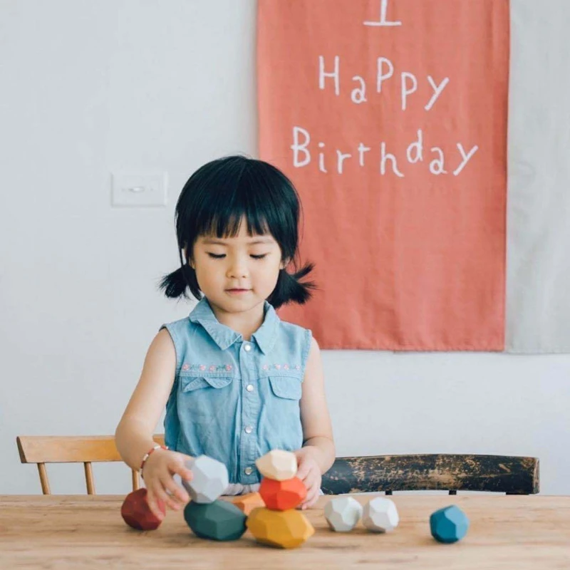 5/7/10/22 Buah Anak-anak untuk Mainan Pendidikan Kreatif Anak-anak Pelangi Silikon Batu Berwarna Permainan Susun Blok Bangunan