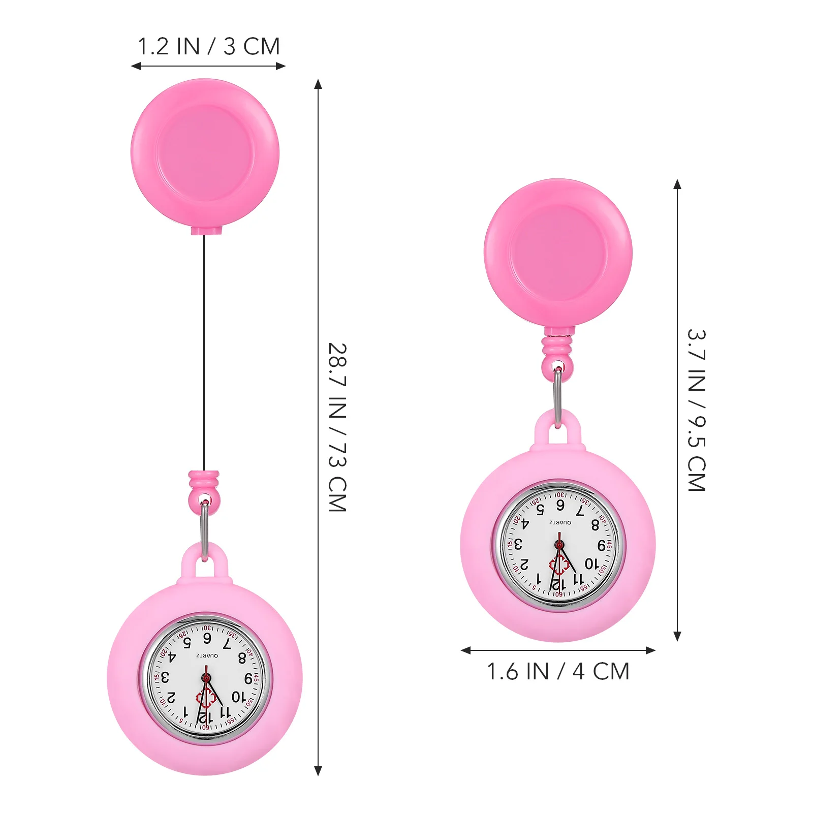 

2pcs Nurse Pocket Watch Retractable Telescopic Stretching Nursing Watch Silicone Sleeve Durable Lightweight Simple Design