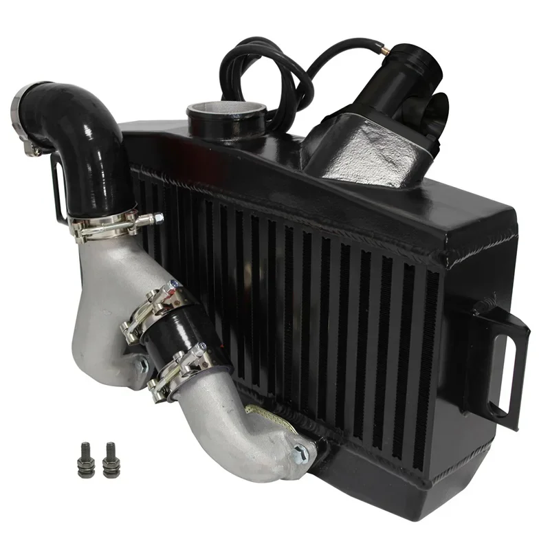 ブラック/シルバー バー&プレート インタークーラー パフォーマンス トップマウント &Y パイプキット スバル WRX/STI EJ257 EJ255 2.5L + ネジ + BOV 08-15 に適合