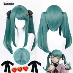 Anime Vampire Miku Cosplay Peruca, Peruca Verde Longa, Rabos de Cavalo Duplos, Cabelo Resistente ao Calor, Perucas de Festa