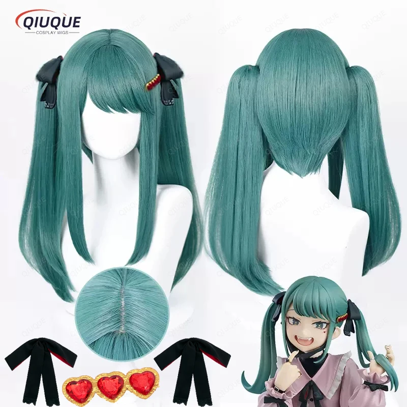 Anime wampir Miku peruka do Cosplay długie zielone podwójne kucyki odporne na ciepło peruki na przyjęcie do włosów + czapka z peruką