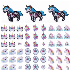 10pcs/Lot Cartoon Unicorn Patches For Clothing Cute Animal Stripes Embroidered Patches On Clothes Fashionable Badges On Jacket