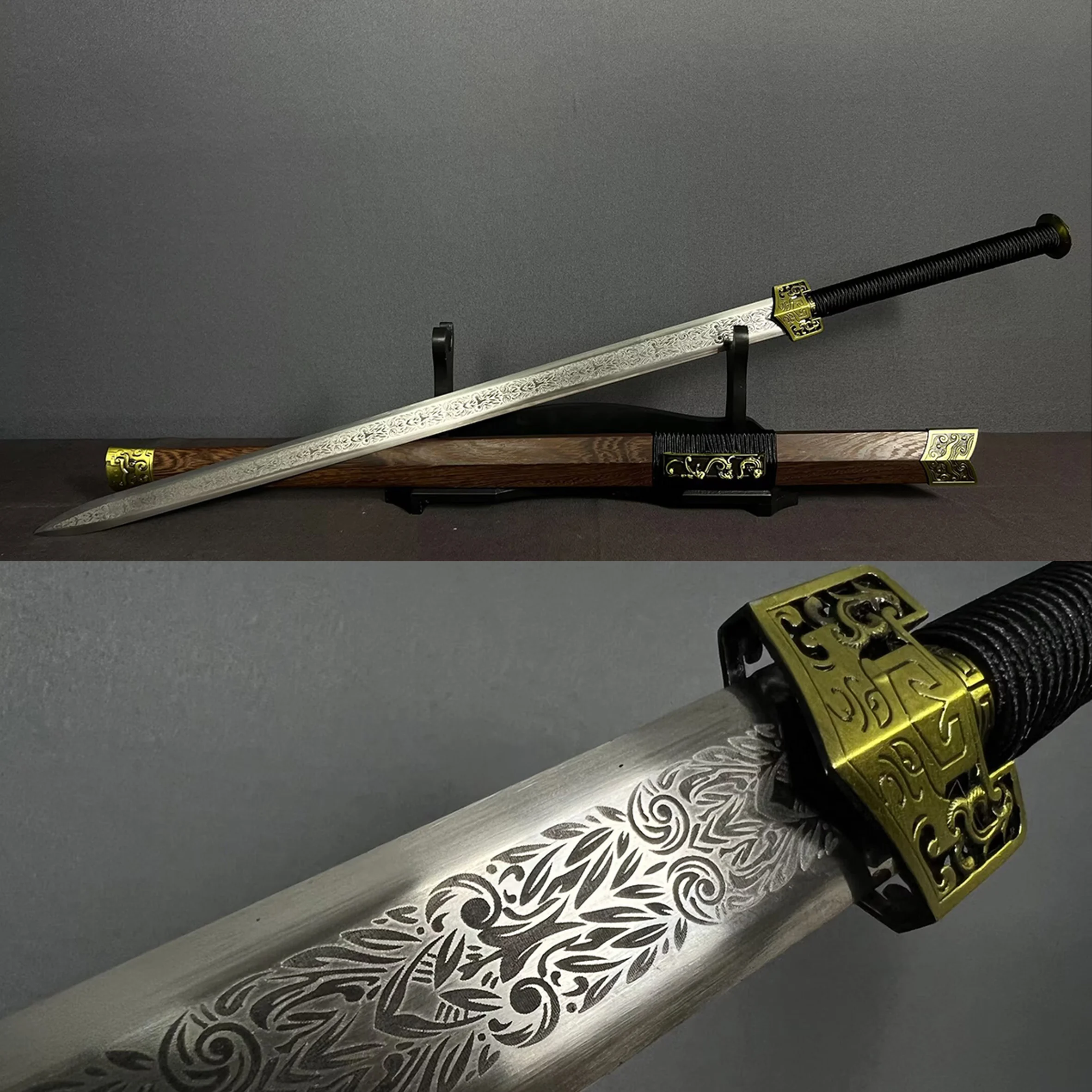 Medieval Chinese martial arts and kung fu.Samurai sword.Sharp katana.Battle readiness Gift for ninja knights.Full tang Beautiful