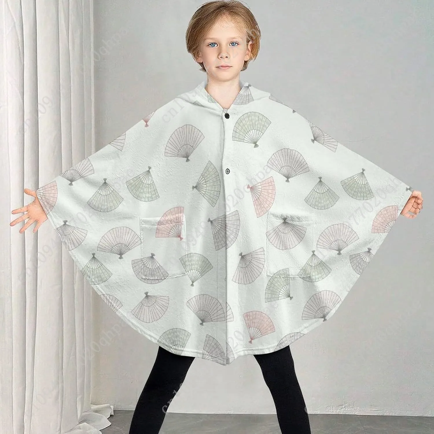 سترة بطانية مريحة من الفلانيل، هوديي كبير الحجم بنمط المشجعين مع جيوب للأطفال والمراهقين #2