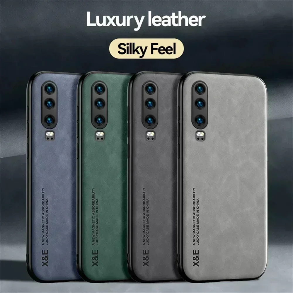 Magnetic Sheepskin Leather Phone Case for Huawei P30 P20 P40 P50 Pro Funda Cover For Huawei P30 P40 Lite 5G P50 Pro Back Case