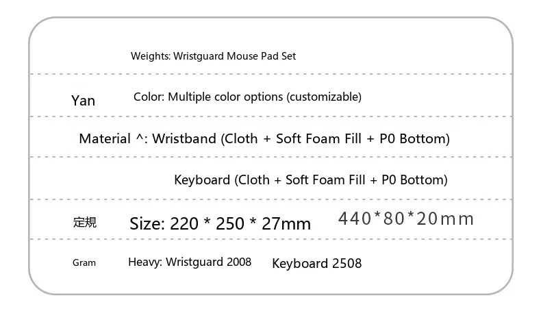 Memory-Schaum Handgelenkauflage Tastatur-Pad-Set 6 Farben Büro Gaming Langsam Rückfedernd Ergonomische Unterstützung – Detail 3