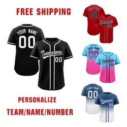 Baseball Jersey Men Women jersey  Custom Team Shirt Print Person Name Number Stripe Hip Hop Sportswear Baseball T-shirt