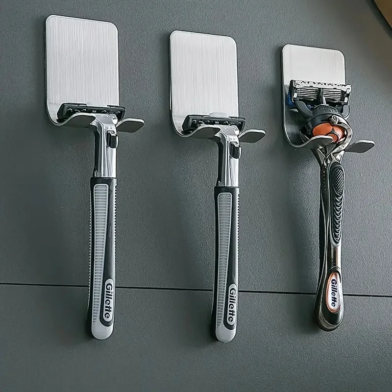 2 Stück stark klebende Haken, ohne Bohren, Edelstahlhaken für Badezimmerrasierer, Bademantel, Schlafzimmerhut