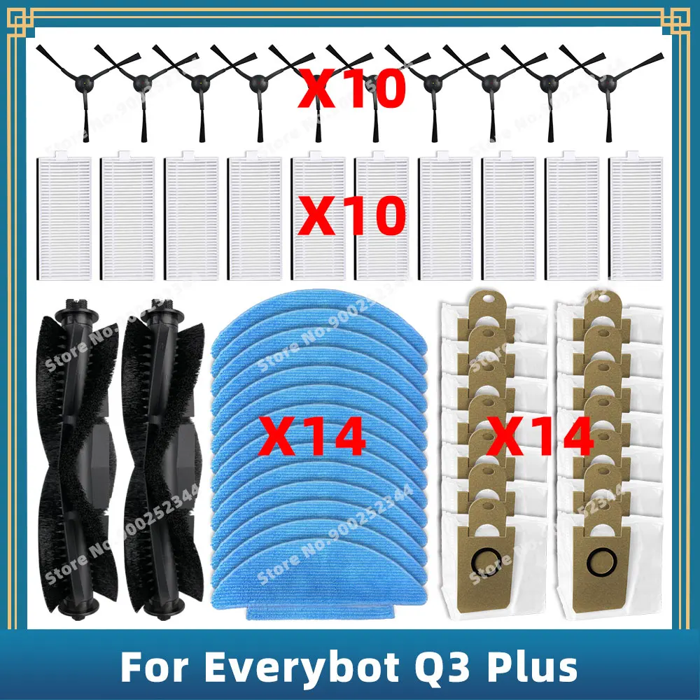 Compatible For ( 에브리봇 Everybot Q3 / Q3 Plus ) Replacement Parts Accessories Main Side Brush Hepa Filter Mop Cloth Dust Bag