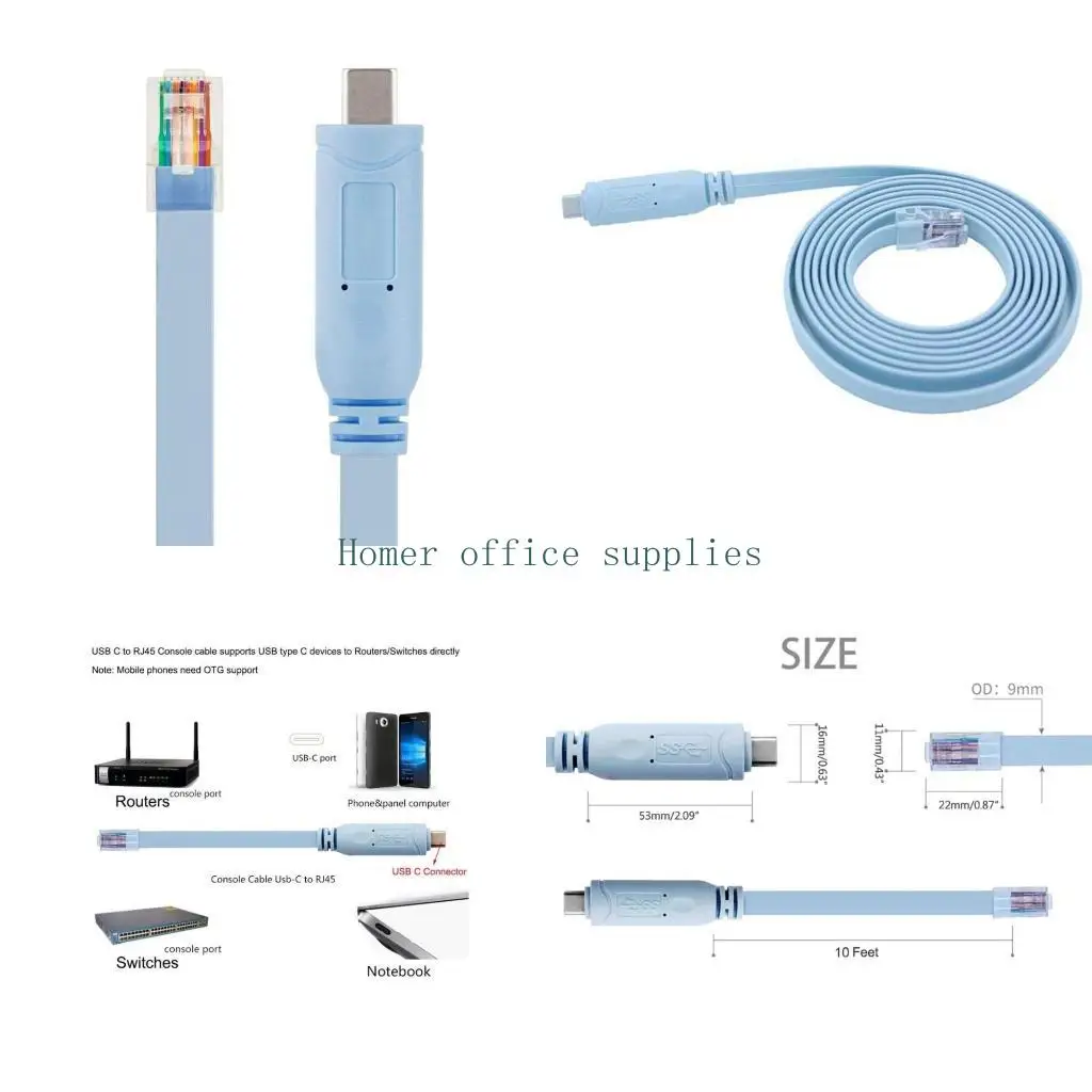 

K43B Высокоскоростной консольный кабель Type-C с разъемом Rj45 8C длиной 1,8 м для маршрутизатора-коммутатора TP-Link