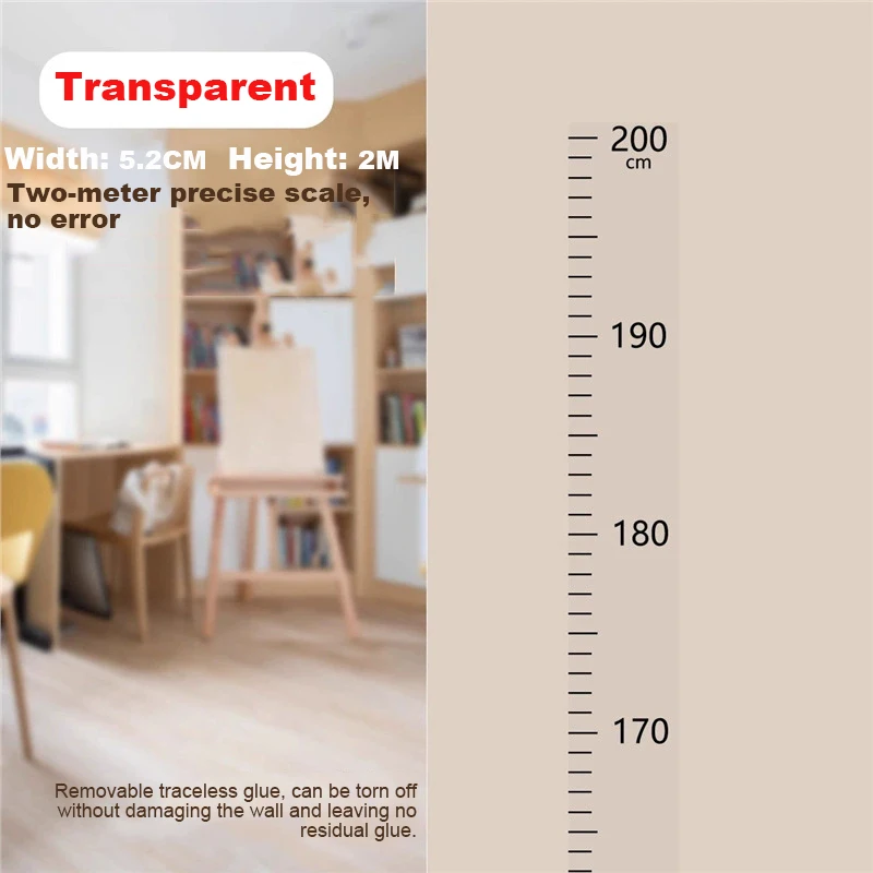 Height Measurement Wall Sticker 0-2m Removable Without Damaging Walls Leaving Adhesive Accurate Height Ruler