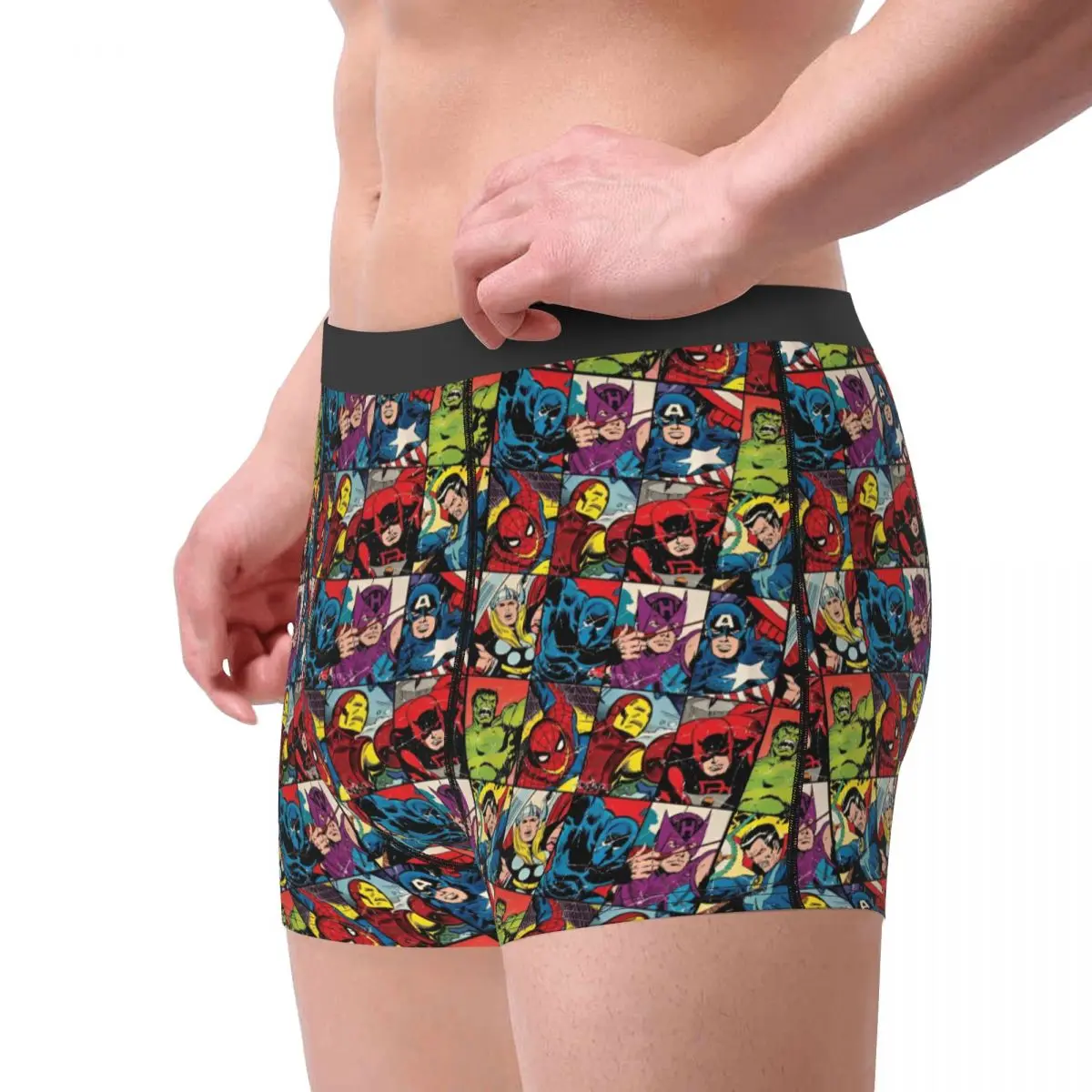 Men The Avengers Superhero Boxer Briefs Shorts Panties Mid Waist Underwear Cartoon Spider-Man Iron Man Male Humor Underpants