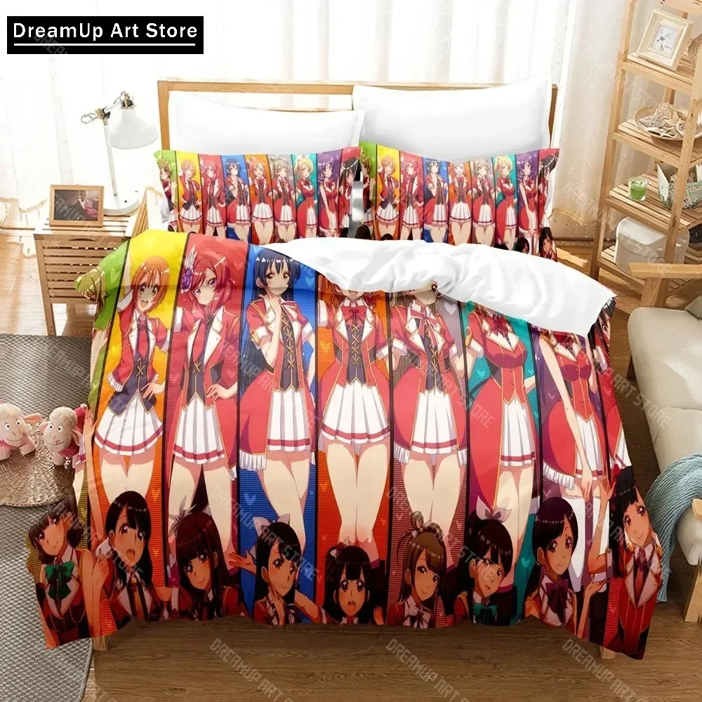 

3D Print Love Live Anime μ's Bedding Set Cute Quilt Cover Bed Cover With Pillowcase Twin Single Queen King Size Boys Adult Home