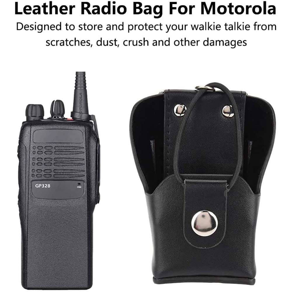 Leather Bag Case for Motorola GP328 Plus/ GP338/ GP344 Holster Walkie Talkie Radio Pouch Wireless Contact Device Accessories