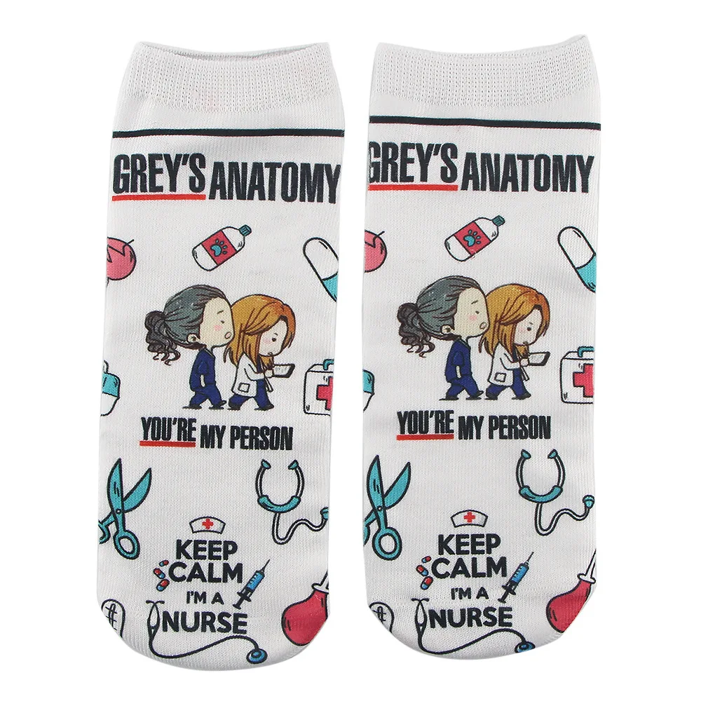 

Low Cut Socks Greys Anatomy Heat-printing Boat Comfortable Knitted Sock Colorful Liner Short Socks Ankle Cotton Foot Tube