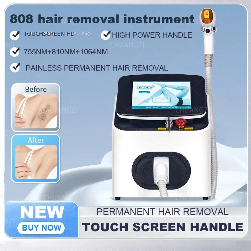 Ice Laser Hair Removal Equipment, Salon and Home Use, 3 Waves, 755, 808, 1064nm, Depilation Ice, 2000W