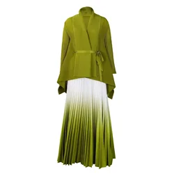 Autumn Fashion 2025 Long Sleeve V-neck Polyester Party Evening 2 Pieces Top Long Skirts Matching Sets African Clothes for Women
