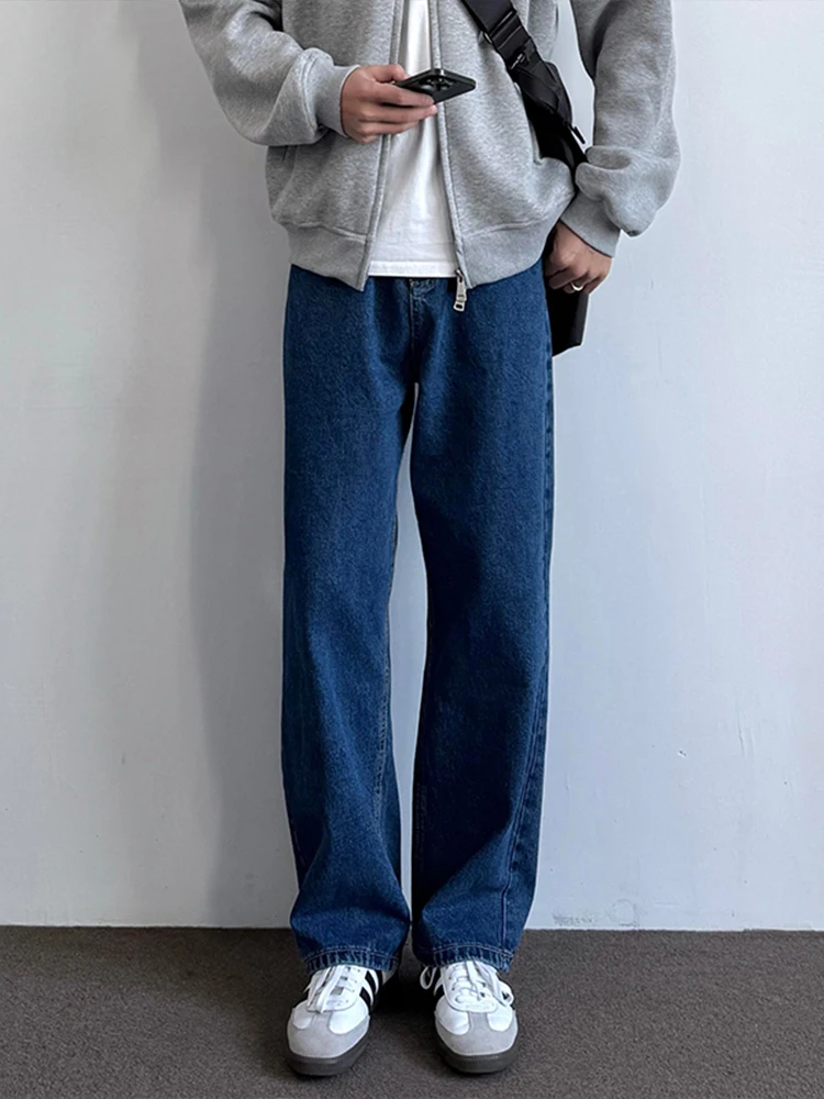 

Deep Blue Men's Jeans Straight Loose American Style Casual Loose Leggings Spring Autumn Cleanfit Wide Leg Pants