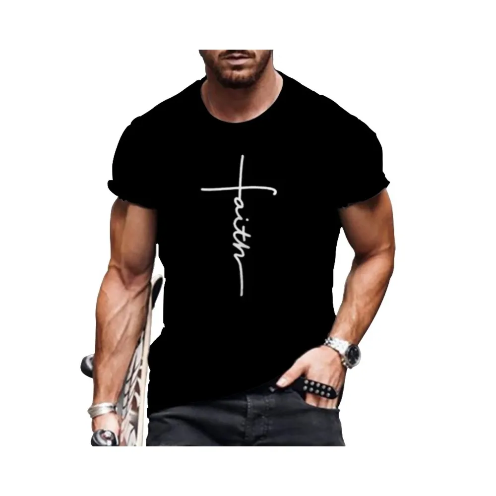 

T Shirts Faith Cross Christian Jesus Graphic Fashion Short Sleeve Men Trendy T