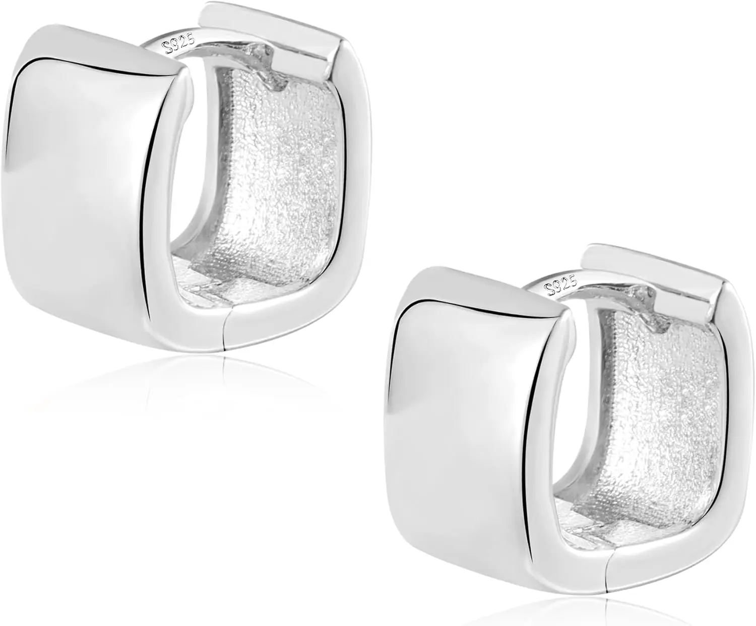 

Chunky Hypoallergenic 925 Sterling Silver Huggie Square Hoop Earrings Minimalist Jewelry Gift for Women