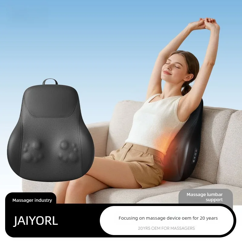 JAIYORL Lumbar Back Massage Cushion Shiatsu Simulated Human Kneading with Full back Heat Portable Massager for Home Office Car
