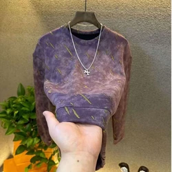 Street Fashion Spring Autumn New Sweatshirts Women Tie Dye Meteor Printing Trend Luxury Long Sleeve Pullovers Short T-shirt Tops