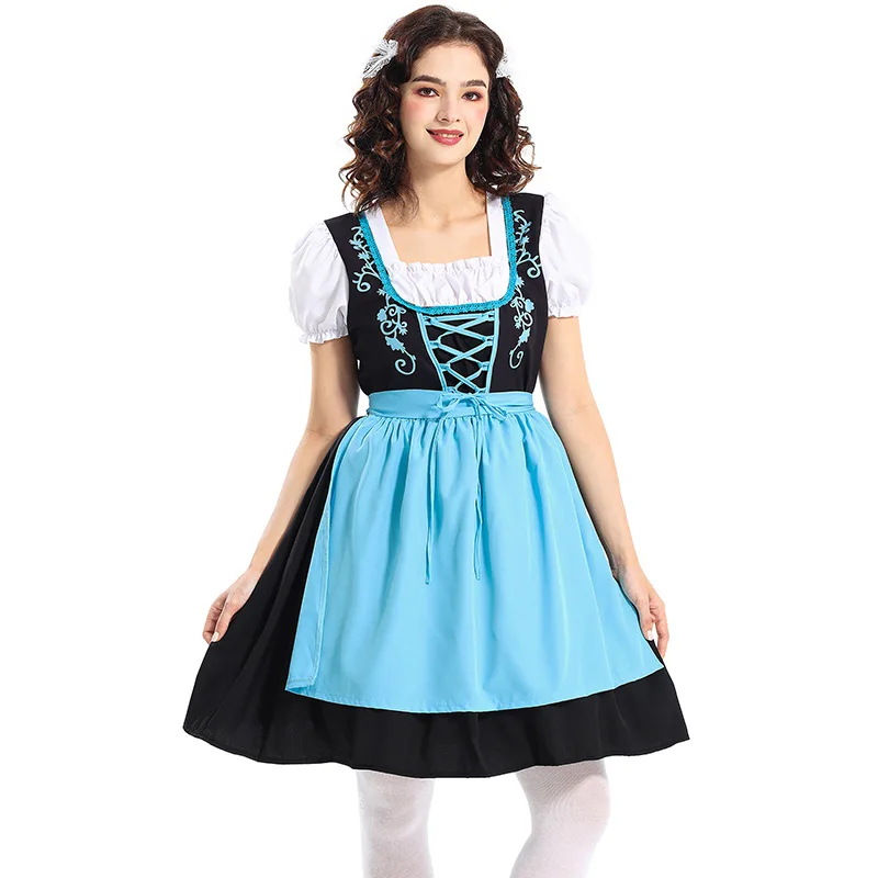 

German Oktoberfest Costume Winery Workwear Embroidered Munich Traditional Folk Apron Dress