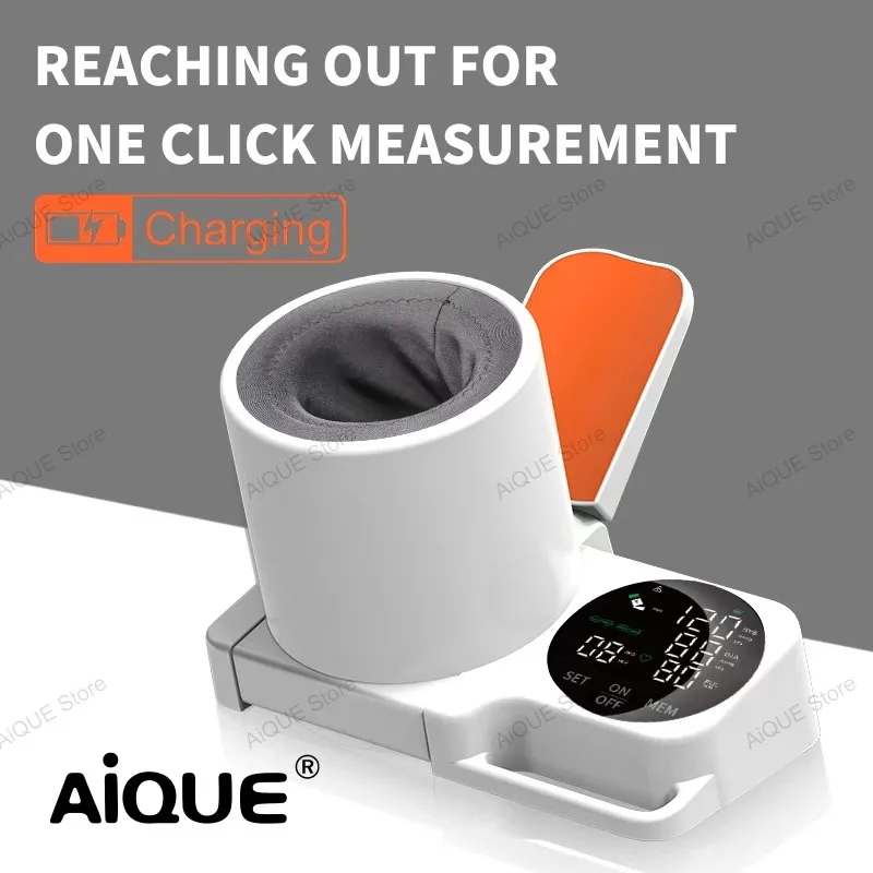 AiQUE Wiederaufladbares Tunnelförmiges Oberarm-Blutdruckmessgerät Automatisches Medizinisches Sphygmomanometer Digitales Tonometer Puls