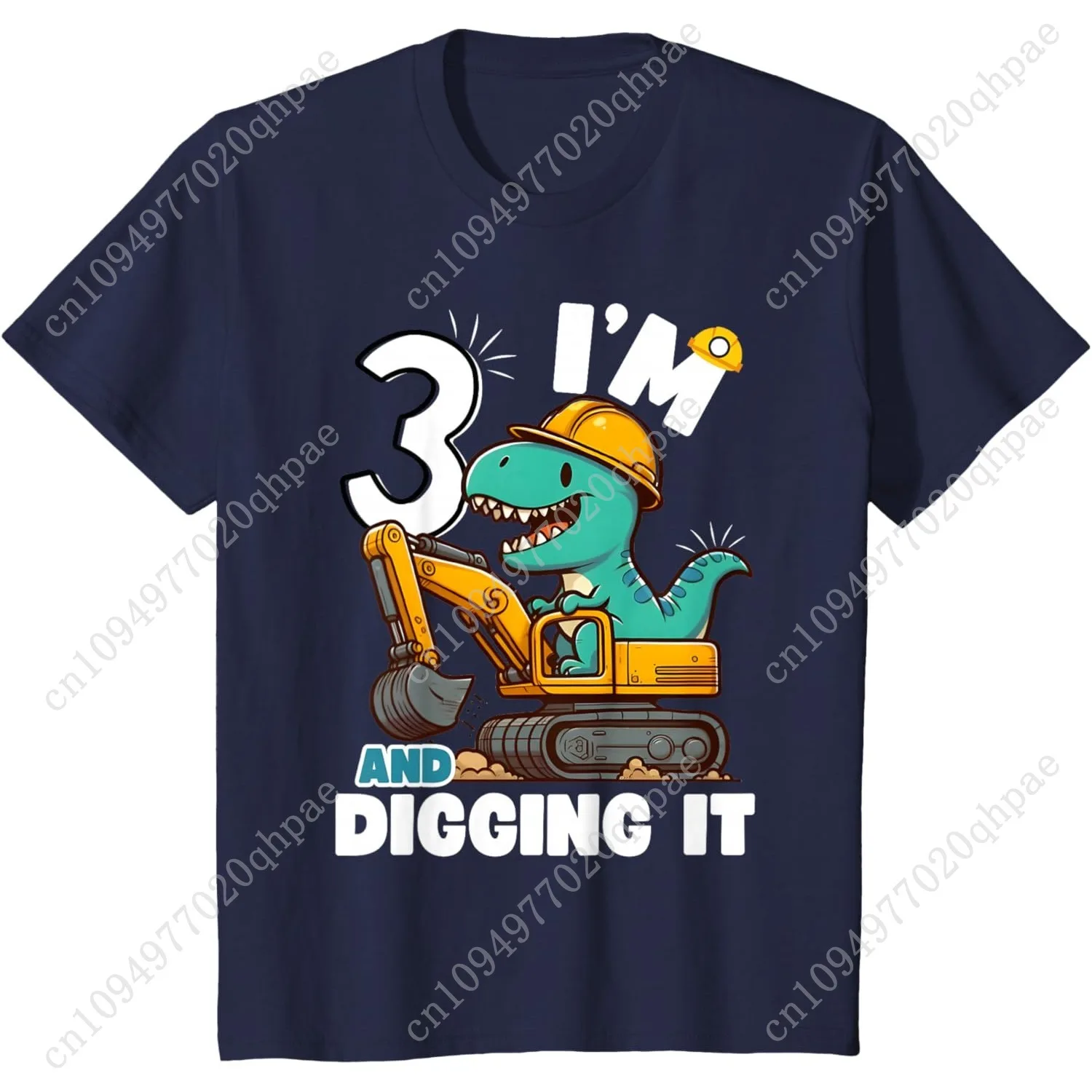 I'm 3 And Digging It 3rd Birthday Cute Dinosaur Construction T-Shirt