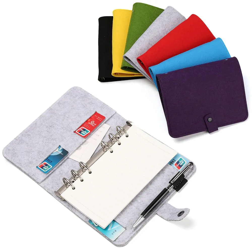 A5 A6 Colorful Office Supplies Fashion Travel Diary Felt Notebook Ring Binder Portable Diary Felt Shell