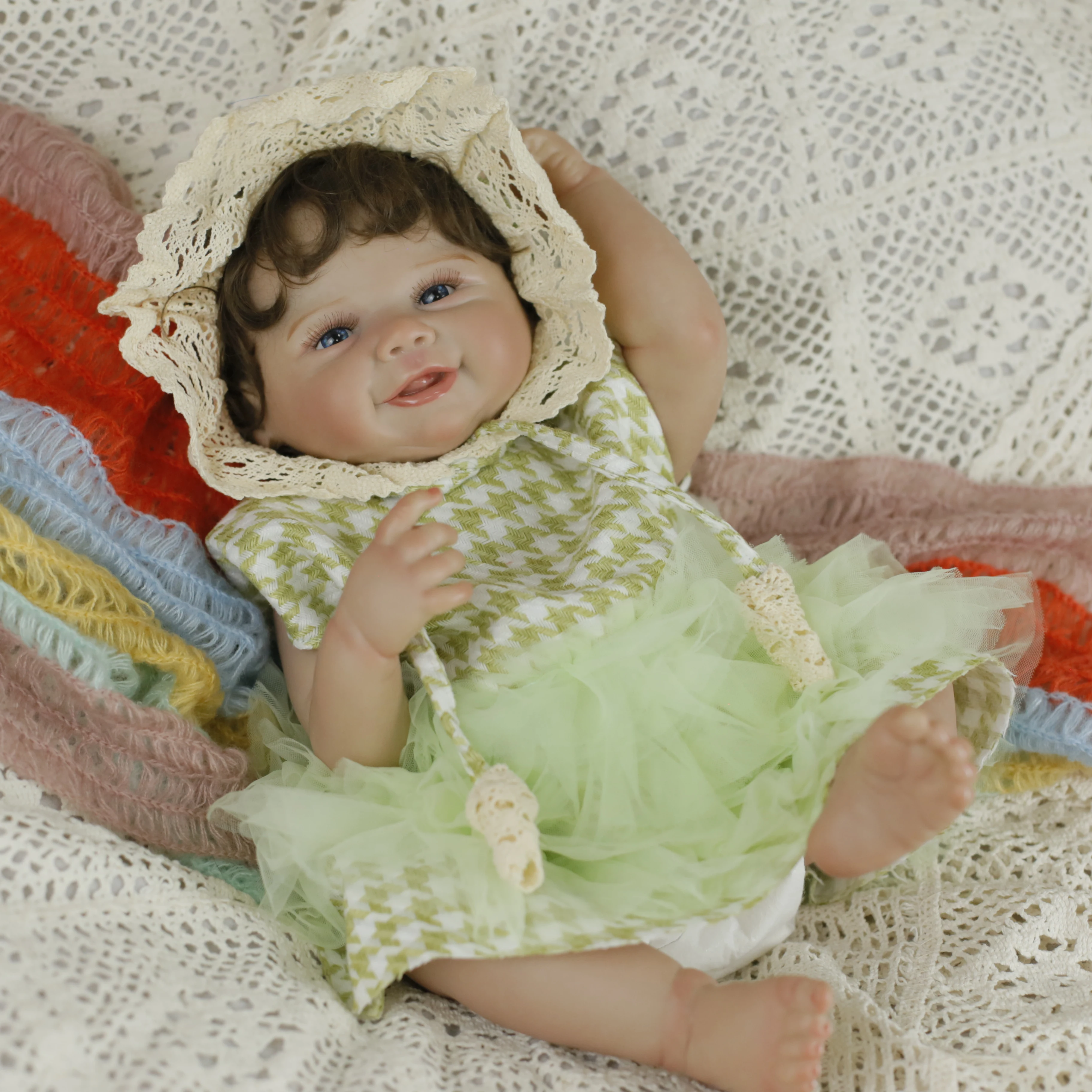 Boneca realista para bebê recém-nascido, 18 polegadas, toque macio, fofinho, pele 3d com veias visíveis, brinquedo artesanal de alta qualidade