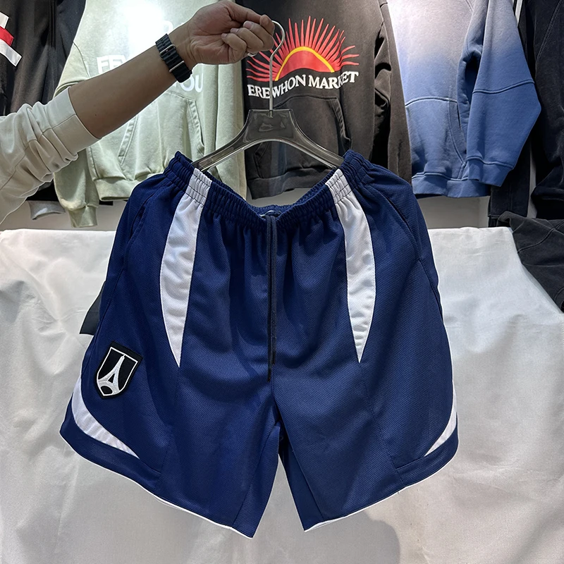 

Trendy Embroidered Patch Summer Casual Striped Color Blo ex Loose Fit Breathable Sports orts Youth Active Sle