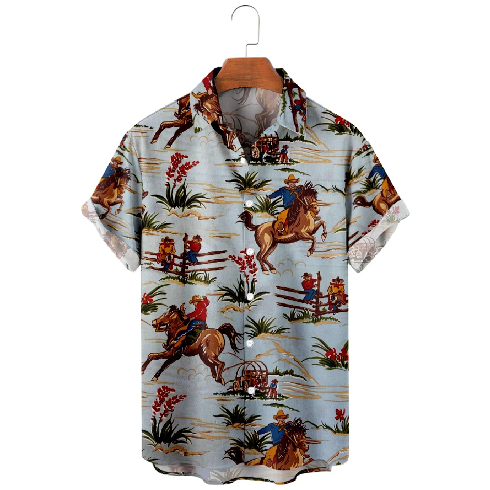 Casual Shirts Voor Mannen Skelet Death God Print Shirts Met Korte Mouwen Zomer Strandvakantie Tops Ademend