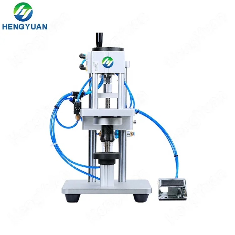 

HYZG-100 Pneumatic Desktop Bottle and Collar Ring Spray Lid Crimping Capping Machine Semi Automatic