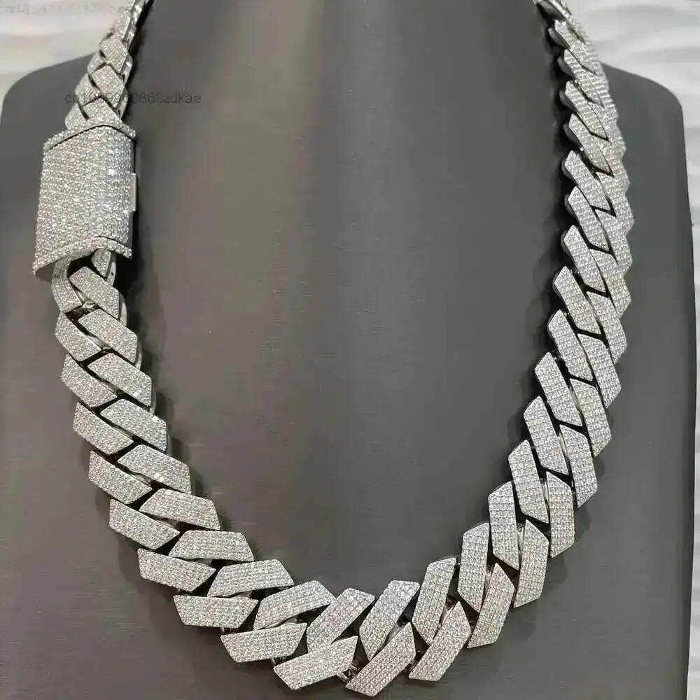 Hip Hop Jewelry 22mm Iced Out Miami Cuban Link Hip Hop Chain with Custom Box Clasp Heavy Round Cut Cuban Chain