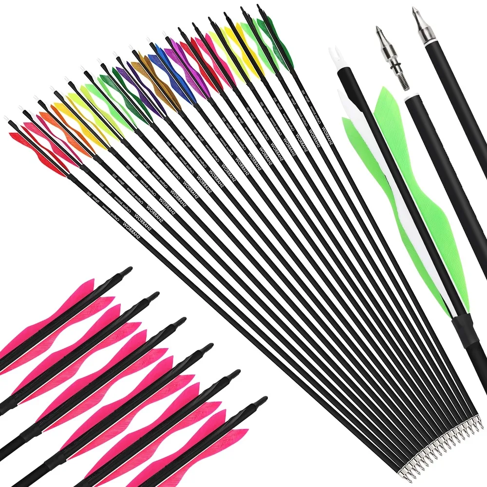 

6/12pcs 31.5" SP500 Carbon Arrow 5inch Turkey Feathers OD 7.8mm for Longbow Archery Recurve Bow Hunting Shooting Target Arrows