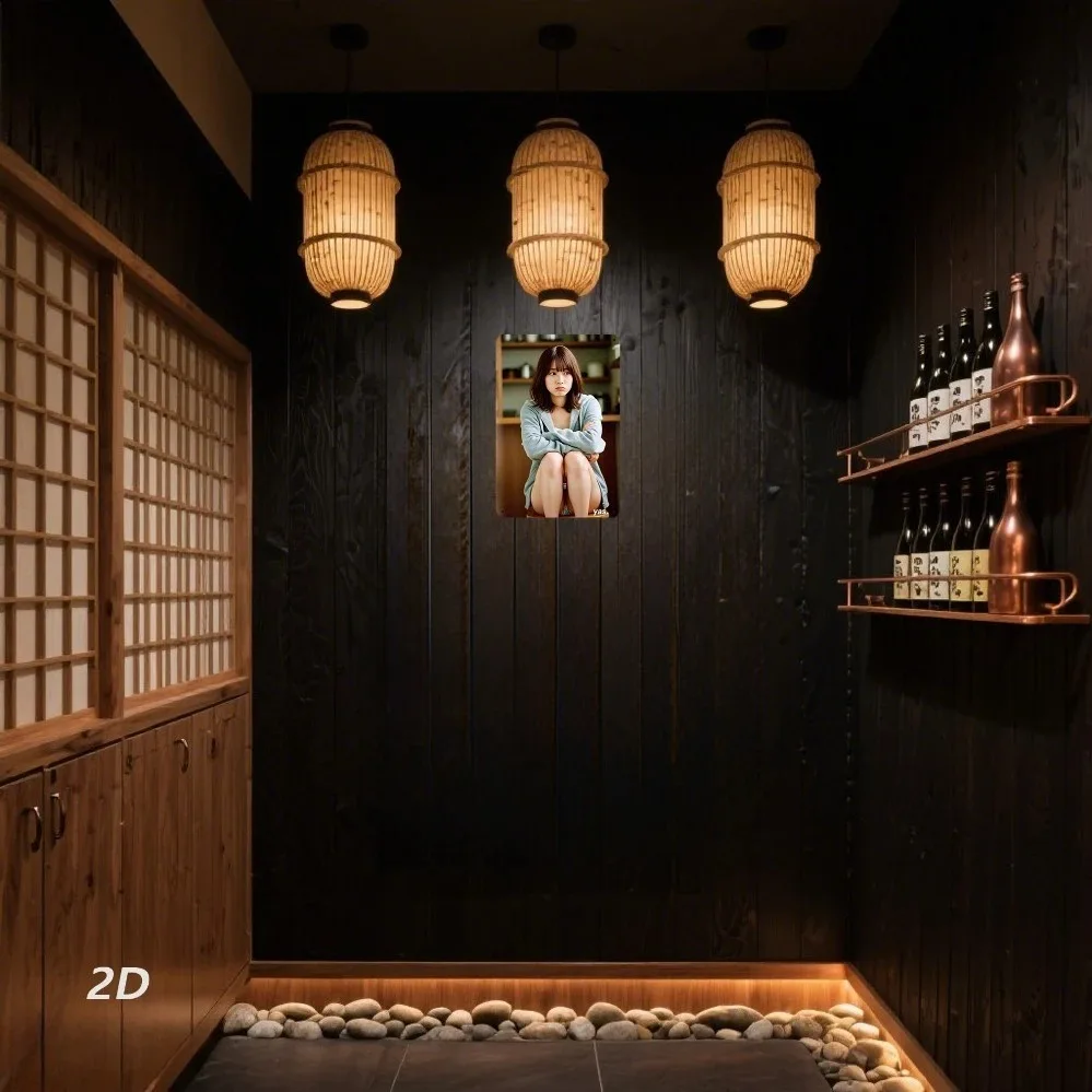 HD Tin Sign Japanese Girl in Grey Hoodie Kitchen Themed 2D Flat Vintage Metal Wall Art Decor for Home Bar Man Cave view 3