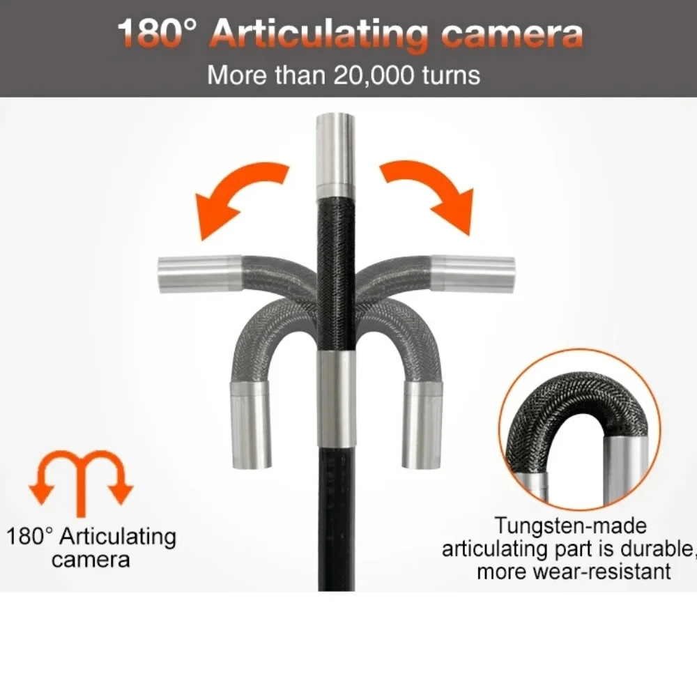 2-Way 360° Steering Articulation Borescope With 5Inch Screen 1m Probe Endoscope Camera 1080P HD Waterproof for Car Pipe Inspect