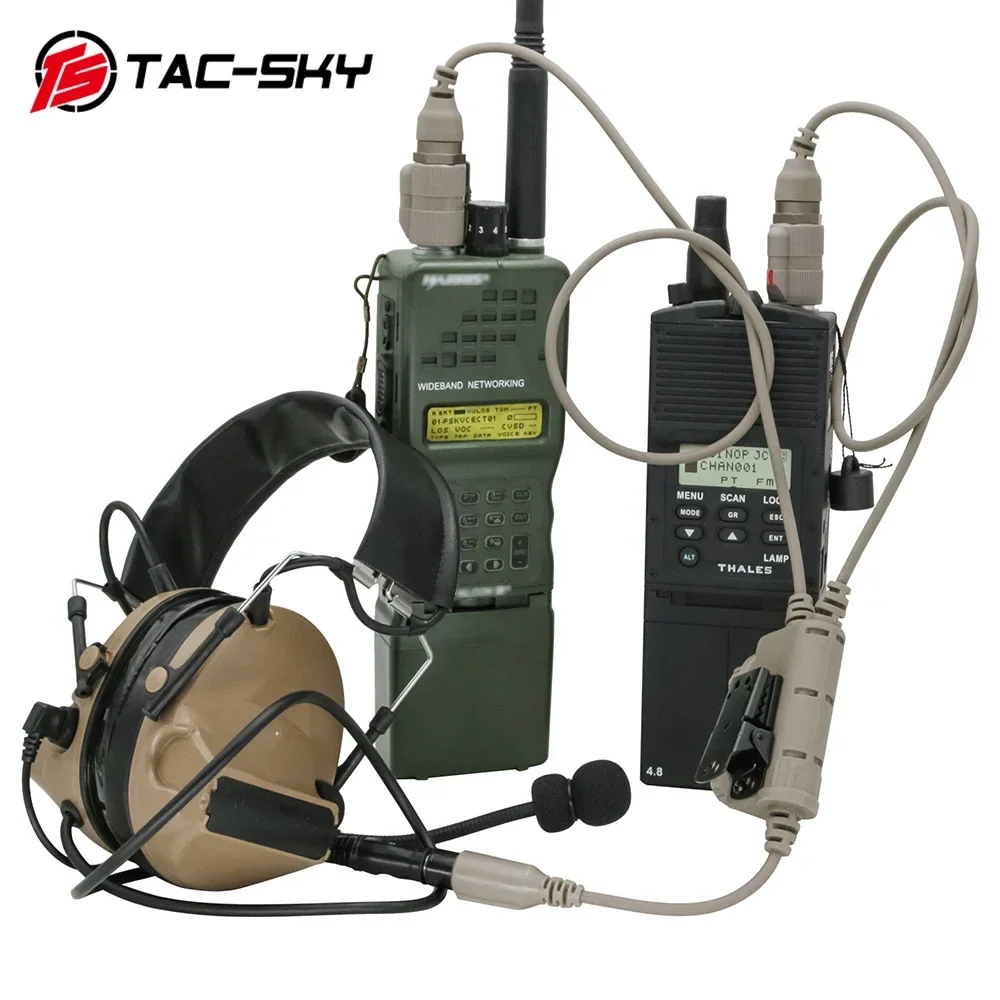 TS TAC-SKY التكتيكية AN/PRC 148 152 163 6-Pin المزدوج الاتصالات PTT محول RAC PTT متوافق التكتيكية كوماك SORDIN سماعات