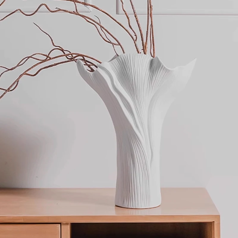 

Скандинавская керамическая белая ваза с широким горлышком, обеденный стол, гостиная, спальня, офис, аксессуары для настольного декора, цветочная посуда, 1 шт.
