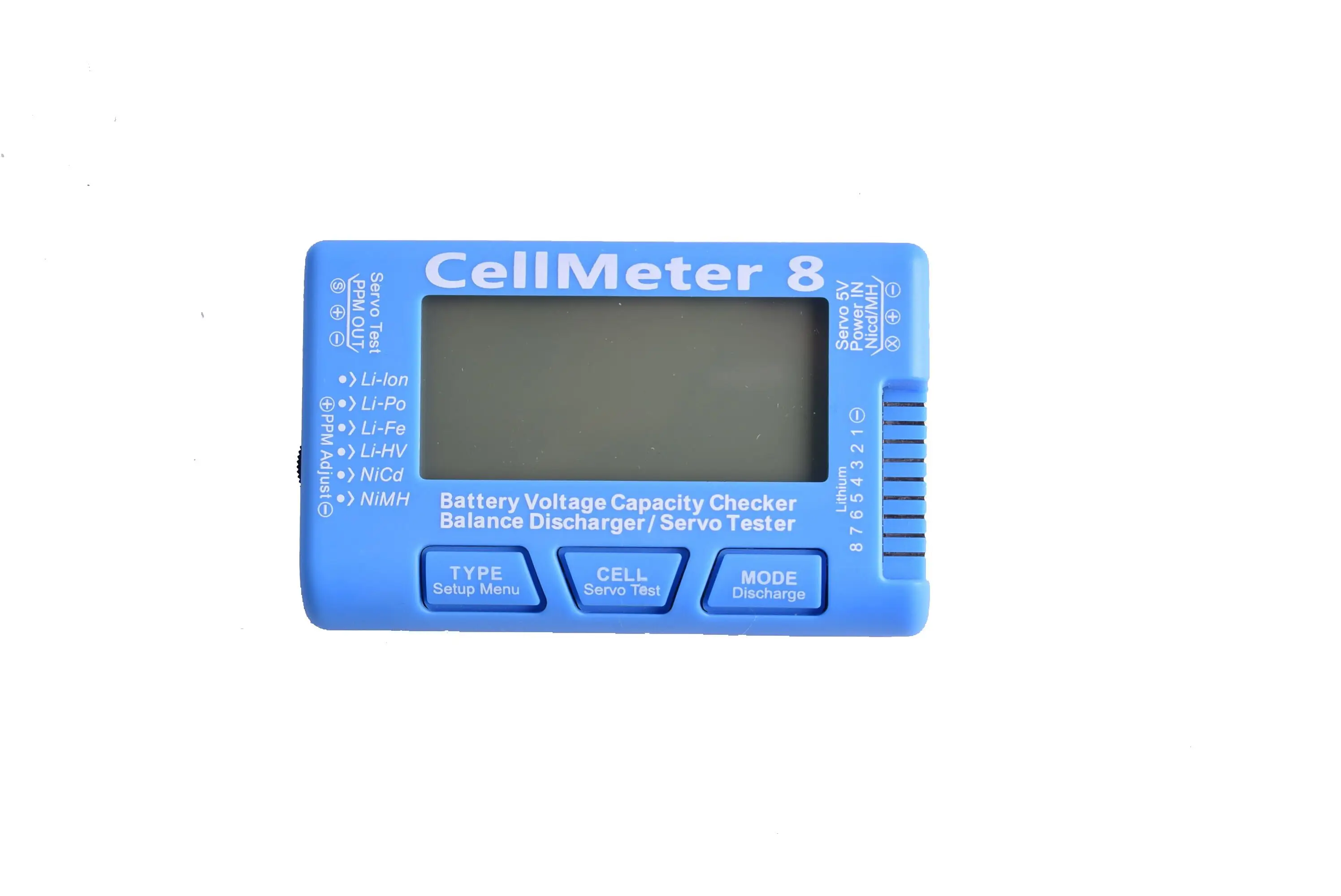 Cellmeter 8 Version 2 Battery Voltage Capacity Checker Servo Tester for Lipo/Li-lon/Li-Fe NiCd/NiMH  with Backlight