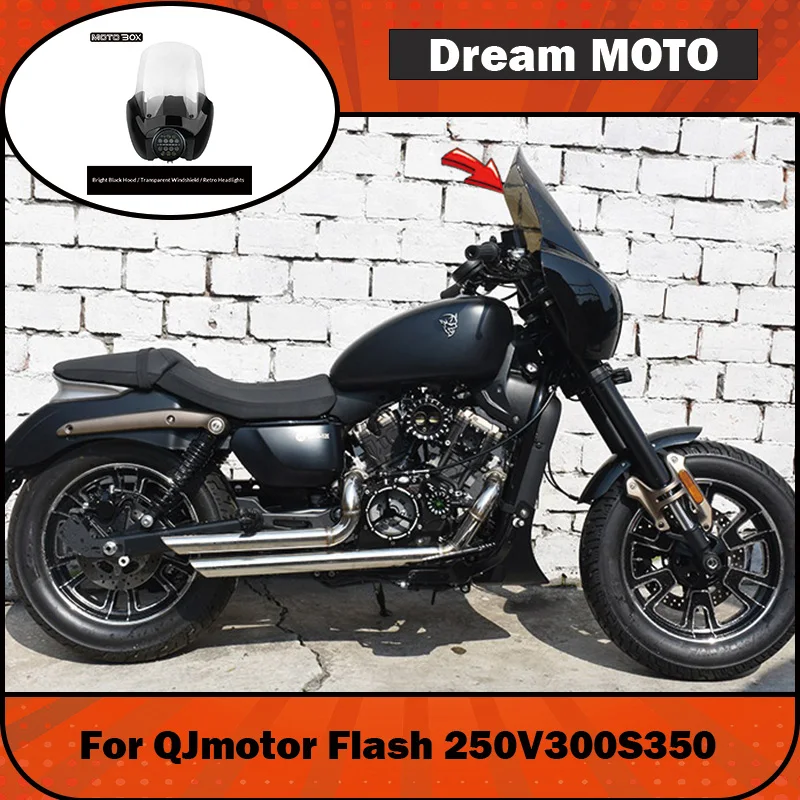 【Premium】For QJMOTOR Flash 250V300S350 modified with DS-style retro “pig’s head”-shaped headlamps and front air ducting accessor