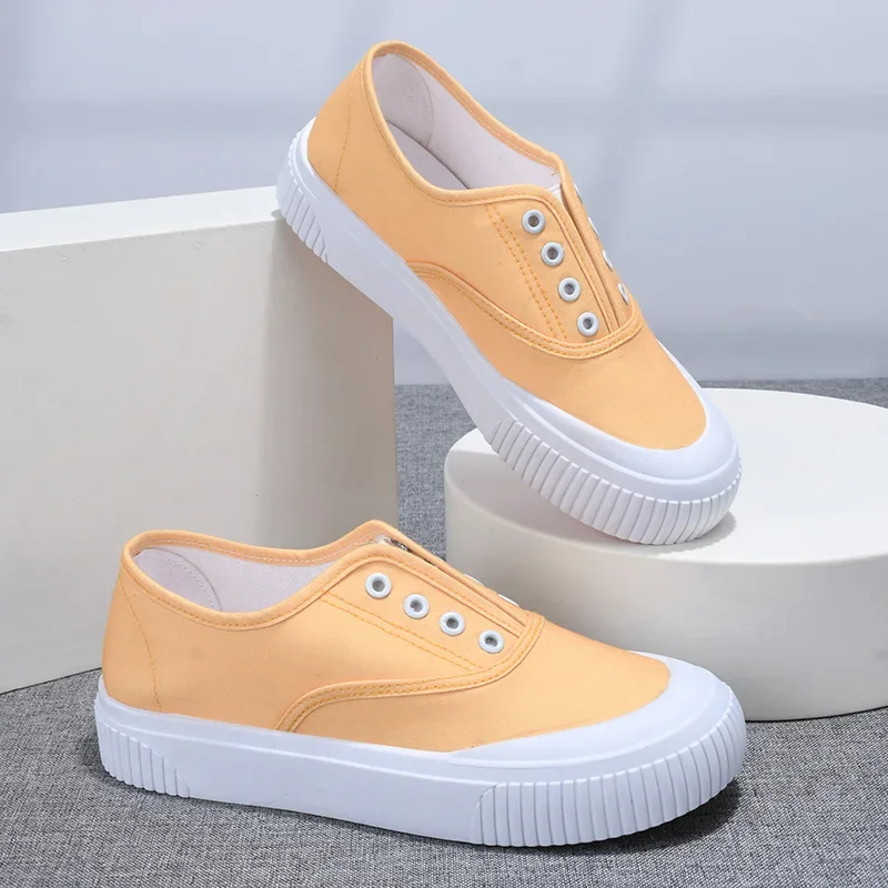 2024 Spring/Summer New Canvas Women's Shoes Candy Color Breathable Upper Soft Sole Canvas Shoes 35-40