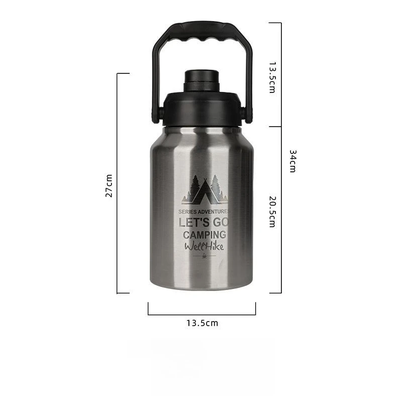 2L Stainless Steel Water Bottle Picnic Keep Cool Insulated Bucket Tactical Water Bottle Bag Hiking Outdoor Ice Bucket New